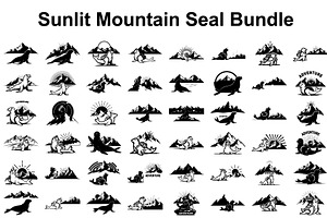 Sunlit Mountain Seal Silhouette, a Graphic by musafir_fashion