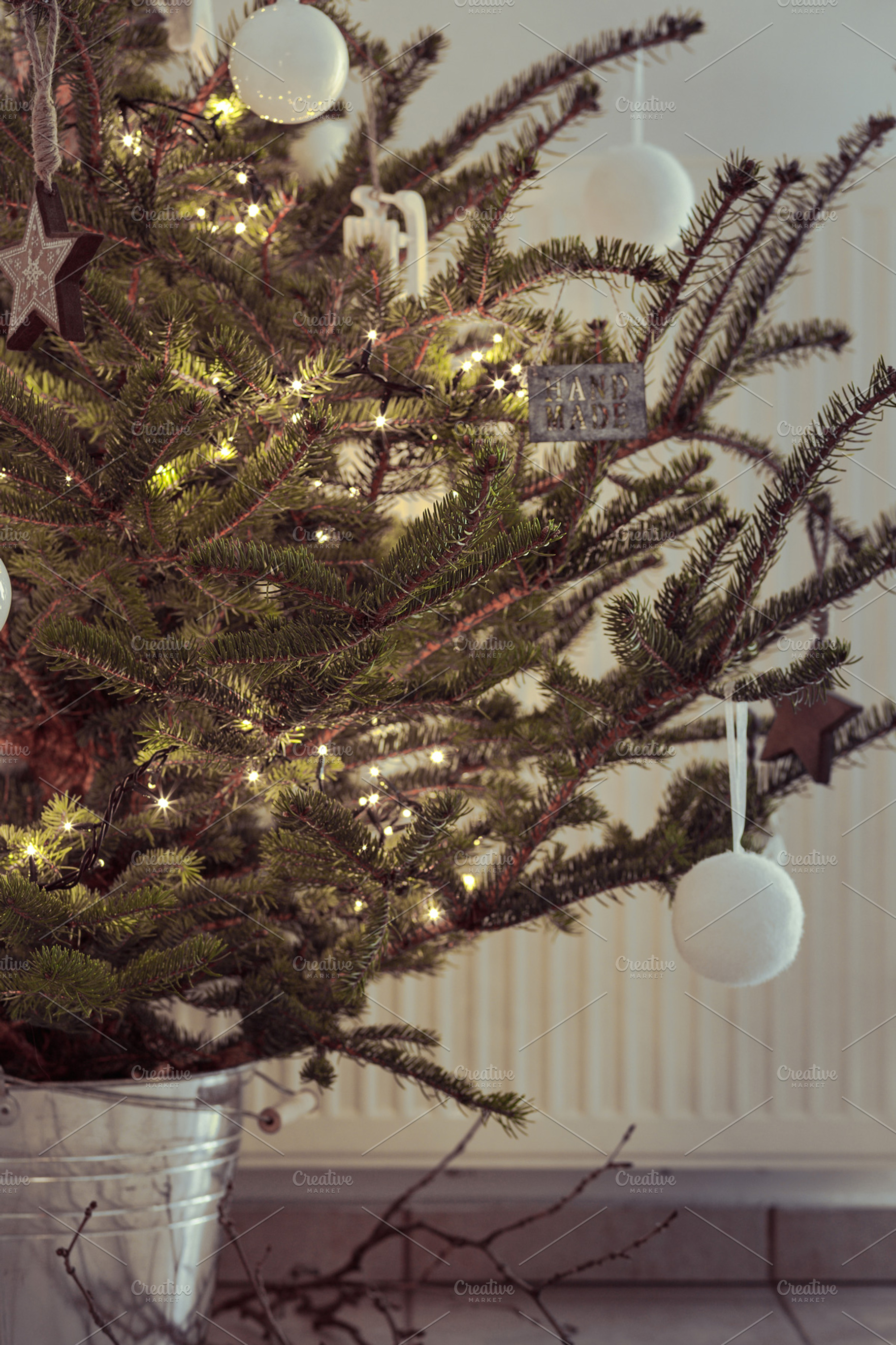Nordic natural christmas tree containing home, house, and living room, a Holiday Photo by ColorLight Photography