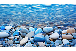 shoreline light blue stone ai, a Nature Photo by pikepicture