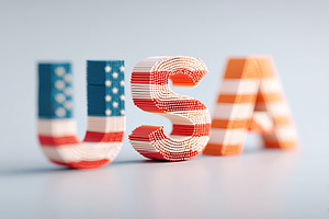 USA letters creatively adorned in red, white, and blue on a light background, a Holiday Photo by AlyaAnd