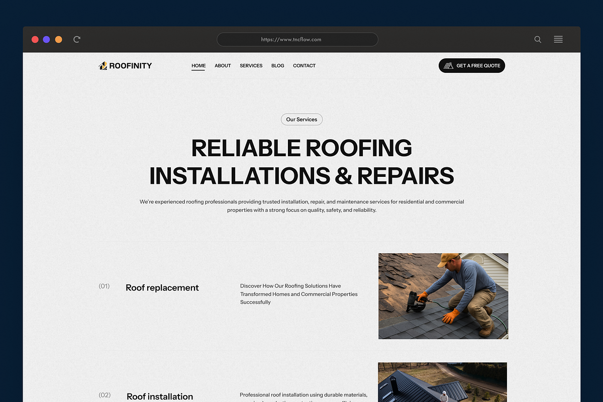 Roofinity - Roofing Website Template preview 2
