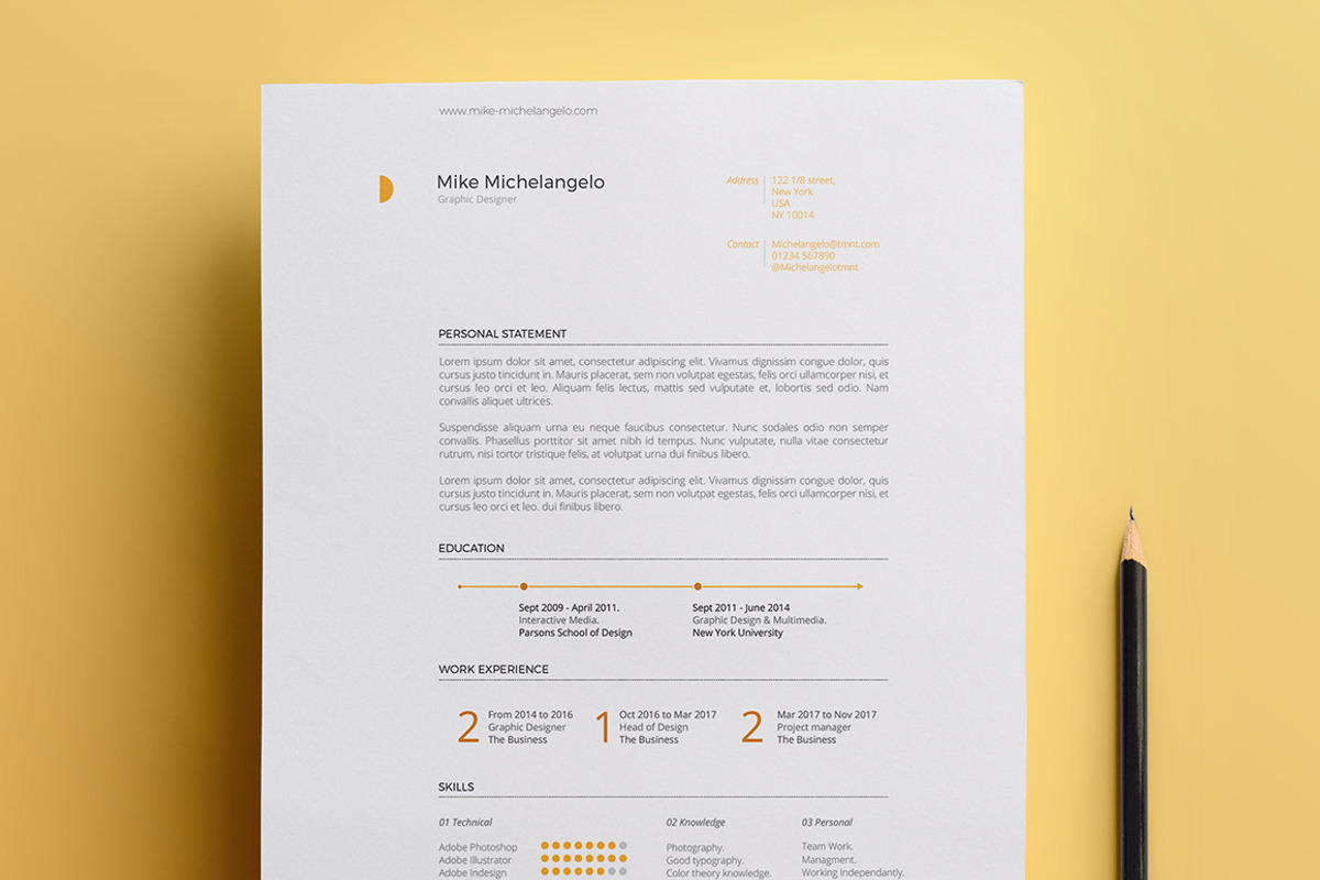 Resume Template Pack | Michelangelo, a Resume Template by AAO.Design (Photo 1 of 7)