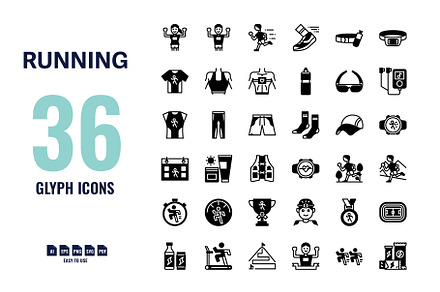 36 Running Glyph, Solid Icons