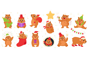 Christmas wombat characters. Cute, an Animal Illustration by LadadikArt