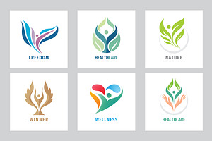 Human Healthcare Wellness Logo Set