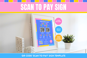 Colorful Scan to Pay sign, a Stationery Template by SunshineStudioBoutique