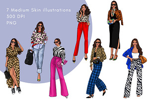 Girls In Animal Print 4 Clipart