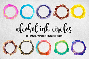 Alcohol ink circles cliparts