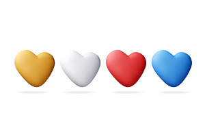 Colorful 3D hearts in a row., an Object Illustration by Abscent