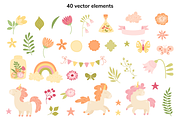 Garden Unicorns. Vector Set, an Object Graphic by Digitaliya (Thumbnail 2 of 9)