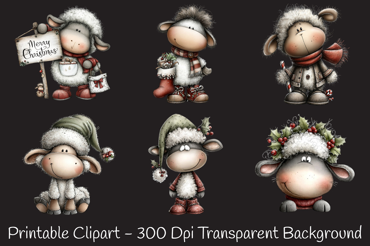 Christmas Sheep Clipart, an Illustration by RobertsArt (Photo 6 of 7)