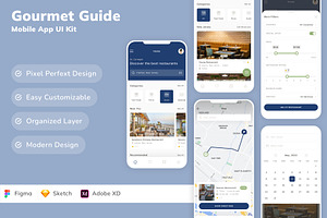 Gourmet Guide Mobile App UI Kit, an UI Kit Template by Betush