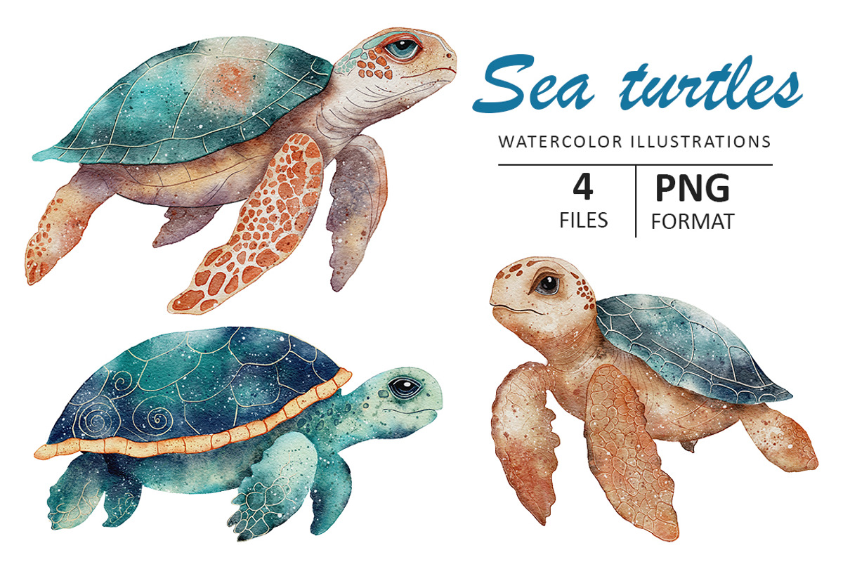 Sea Turtles watercolor illustration, an Animal Illustration by Evgeniia (Photo 1 of 3)
