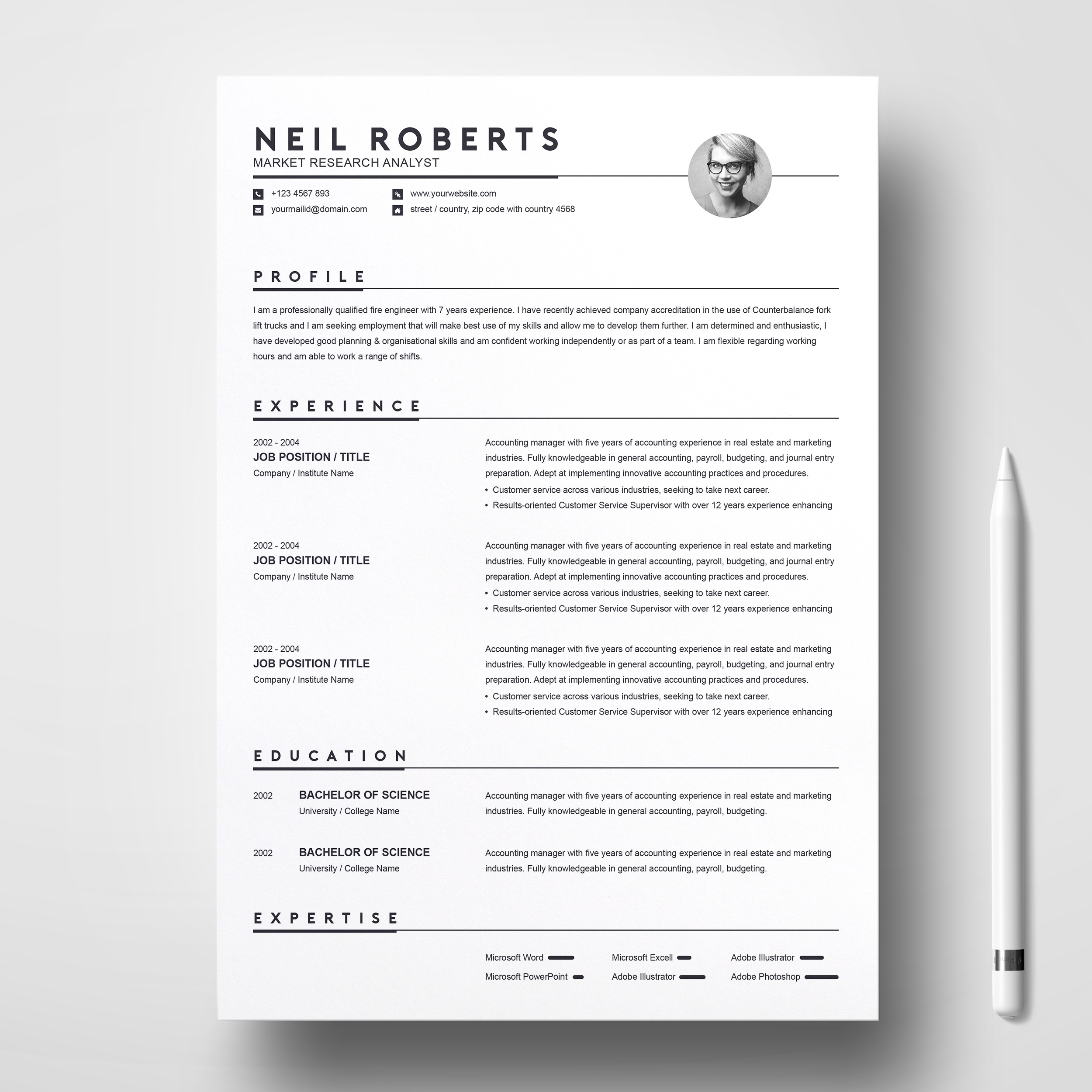 Clean Resume Template | Word CV, a Resume Template by ResumeInventor