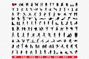 SVG  People Black Silhouettes 2, an Object Graphic by DesignStudioRM