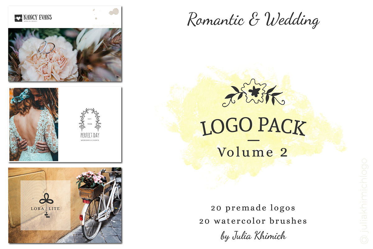 Logo Pack Vol.2. Romantic & Wedding, a Branding & Logo Template by Mint Air Studio (Photo 1 of 22)