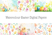 Watercolour easter papers bundle, an Illustration by VetalStock (Thumbnail 1 of 8)