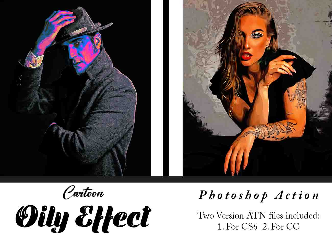Cartoon Oily Effect Photoshop Action, an Action Add-On by Studio Retouch