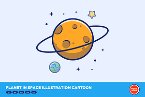 Planet In Space Illustration Cartoon