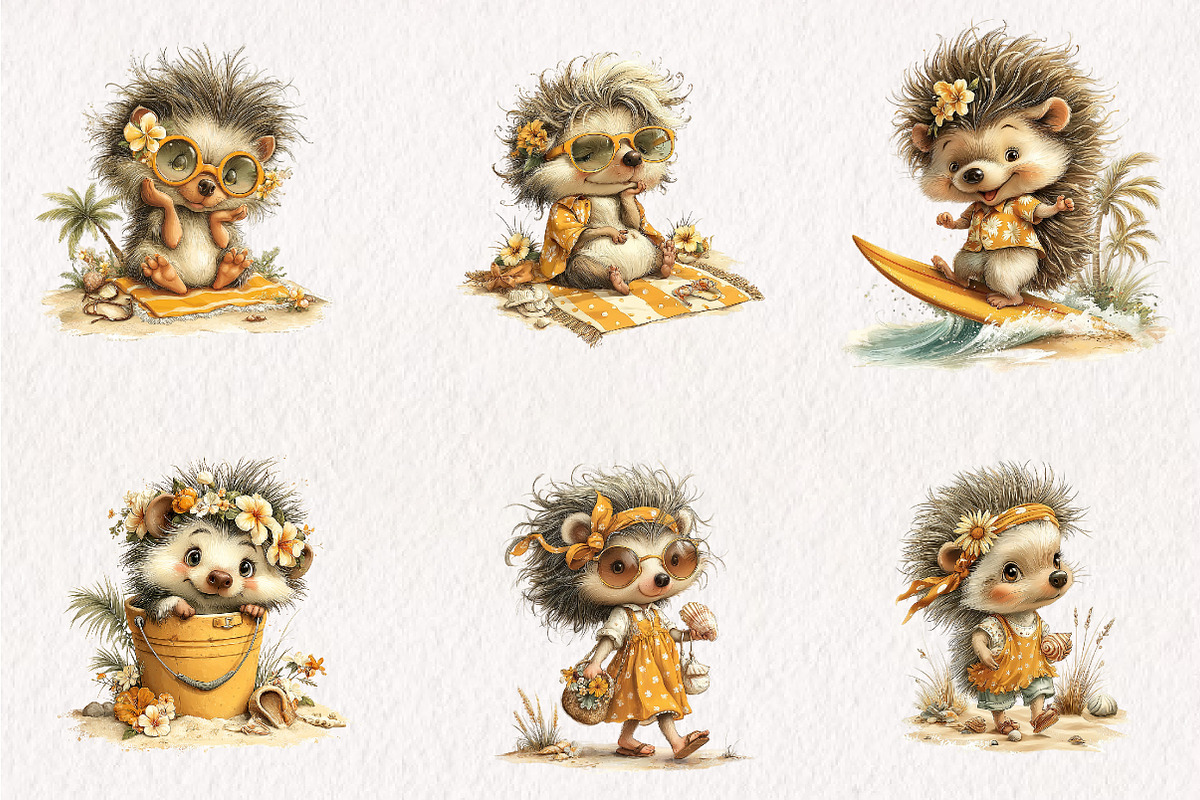 Whimsical Summer Hedgehog PNG, an Animal Illustration by CreationArt (Photo 4 of 7)