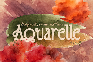 Watercolor Textures, Strokes & Frame, a Texture Graphic by DreamoraArt