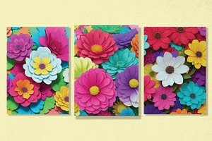 3D Flowers Digital Papers