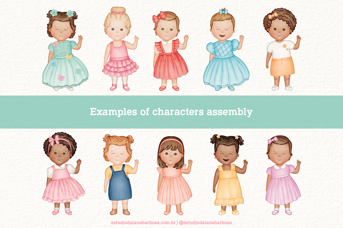 Girls - Cliparts Set, an Illustration by Estudio Daiane Barbosa (Photo 13 of 13)
