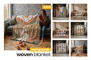 Woven Blanket Mockup x4 PSD PNG, a Household Mockup by Mockups Studio (Thumbnail 1 of 9)