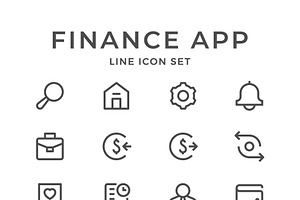 Set line icons of finance app