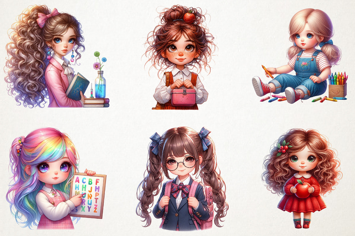 Back To School Cute Doll Sublimation, an Illustration by RobertsArt (Photo 3 of 7)