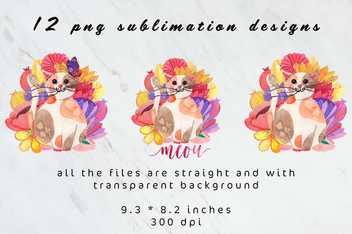 Flower cat tumbler wrap, an Object Graphic by AnastasiaWatercolor (Photo 5 of 8)