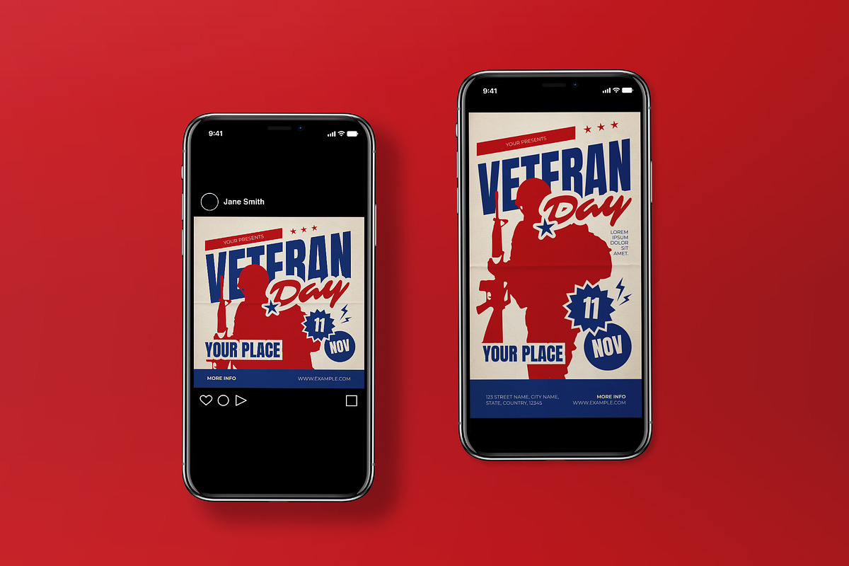 Red Modern Veteran Day Flyer Set, a Flyer Template by graphicook (Photo 2 of 3)