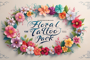 Floral Tattoo Pack - 150 Procreate