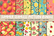 Summer Seamless Pattern Bundle, an Illustration by OK Design (Thumbnail 1 of 3)