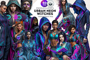 Urban Neon Witches Cliparts, a Person Illustration by ThatsDesignArt