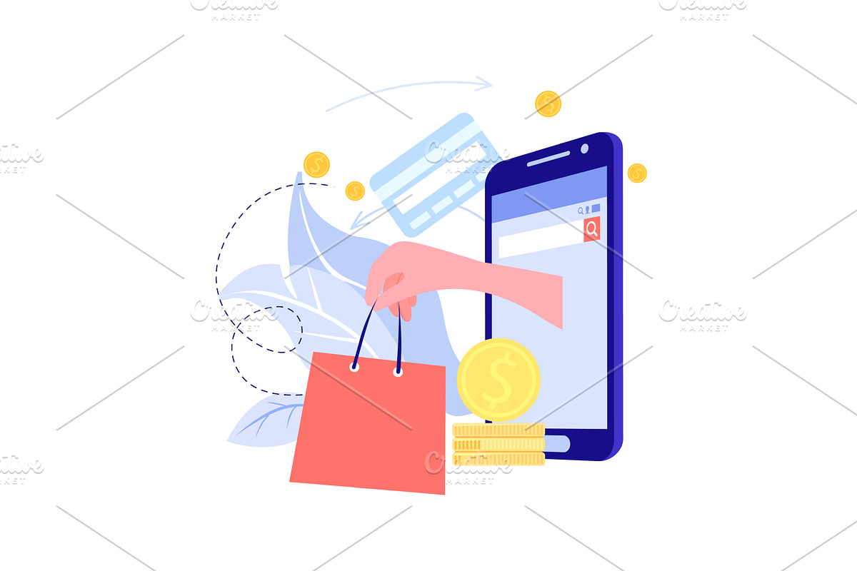 Shopping online with website or, a Finance Illustration by Shanvood art