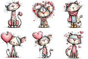 Whimsical Valentine Cat Clipart, an Illustration by CraftArtStudio (Thumbnail 5 of 6)