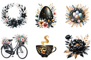 Glitter Luxury Black Spring Clipart, an Illustration by DreamArtGraphic (Thumbnail 2 of 4)