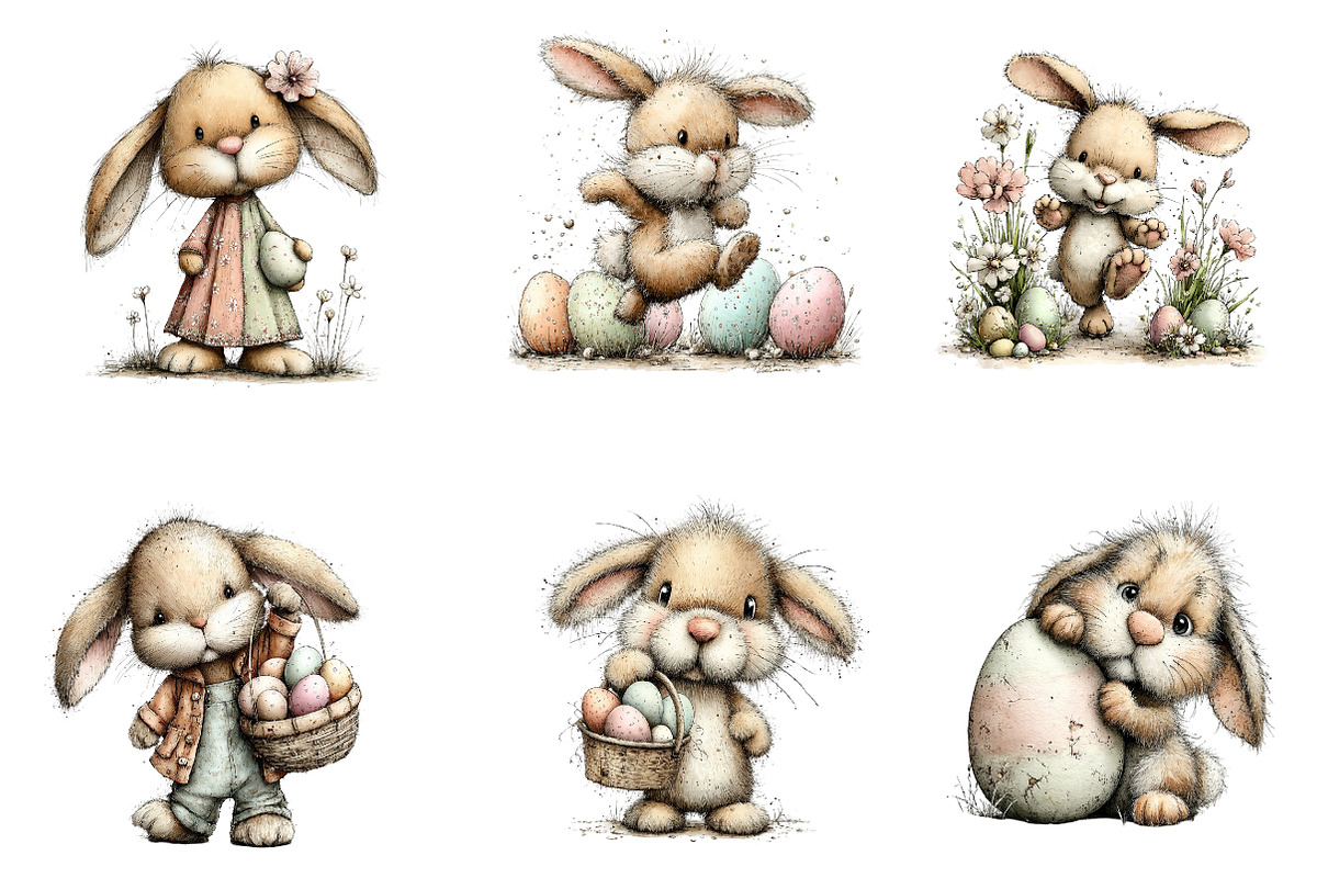 Whimsical Bunny Easter Clipart, an Illustration by Dream Creation (Photo 6 of 7)