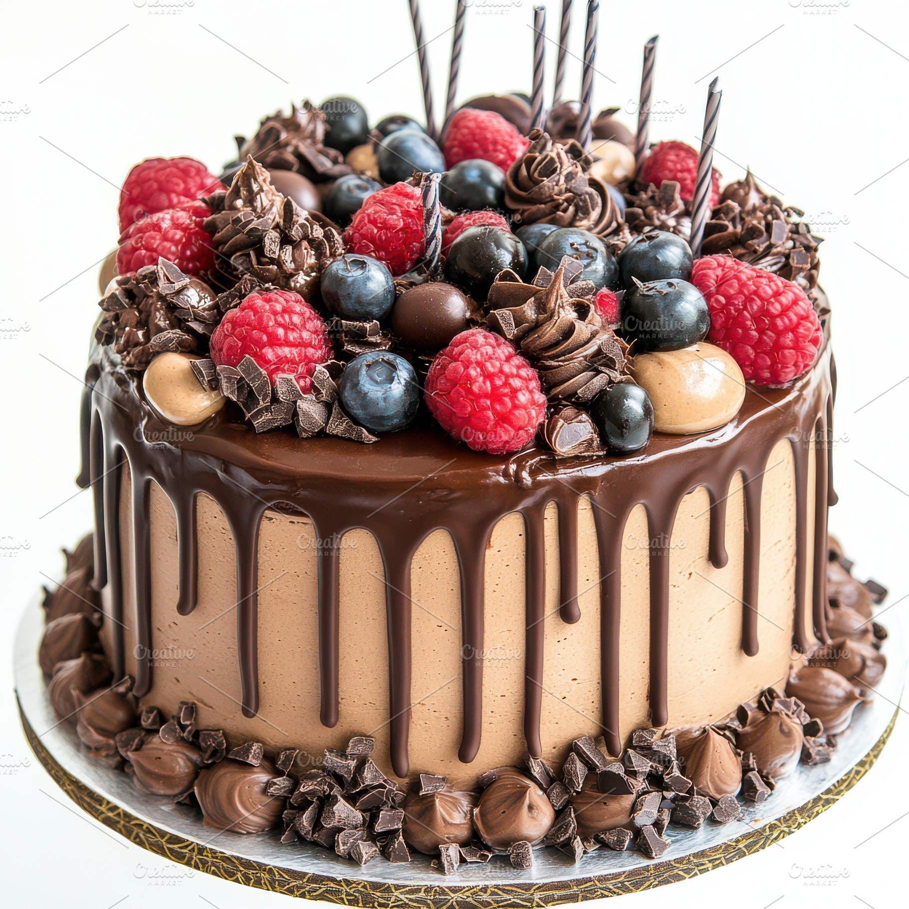 Delicious Chocolate cake, Birthday c, a Food & Drink Photo by Pixeness Studio