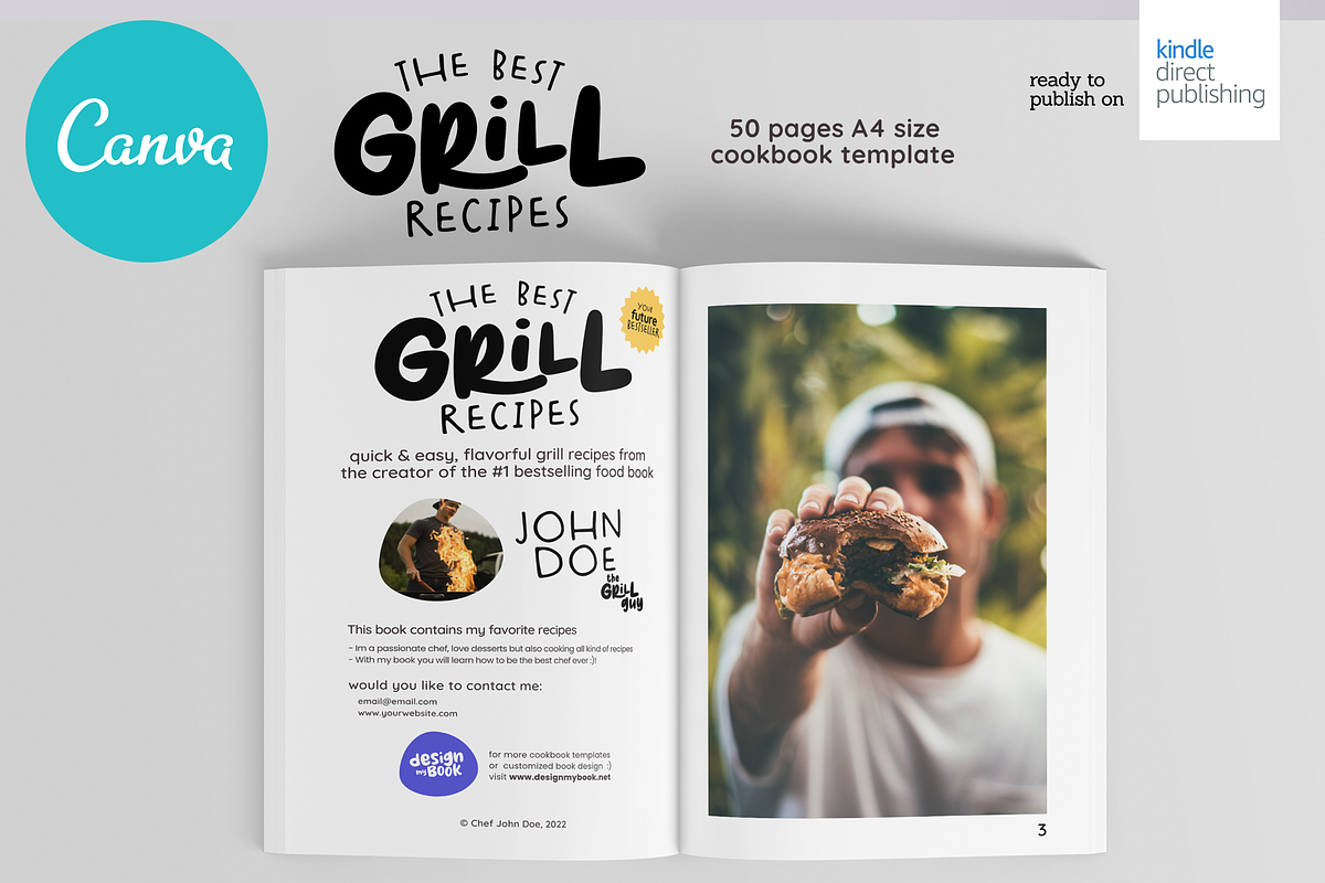 Grill Recipes Cookbook Template, a Magazine Template by DeLaGranSiete (Photo 2 of 11)