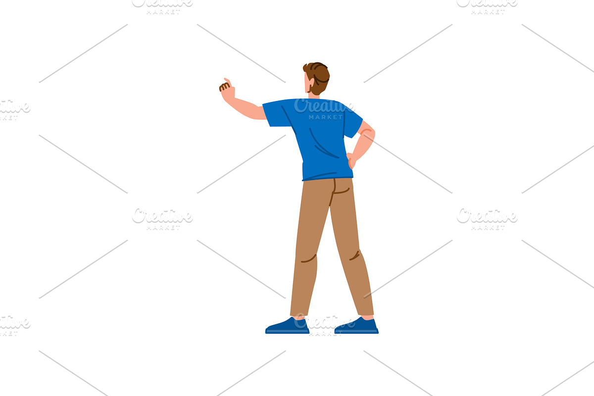 Man pointing and showing direction, an Object Illustration by pikepicture