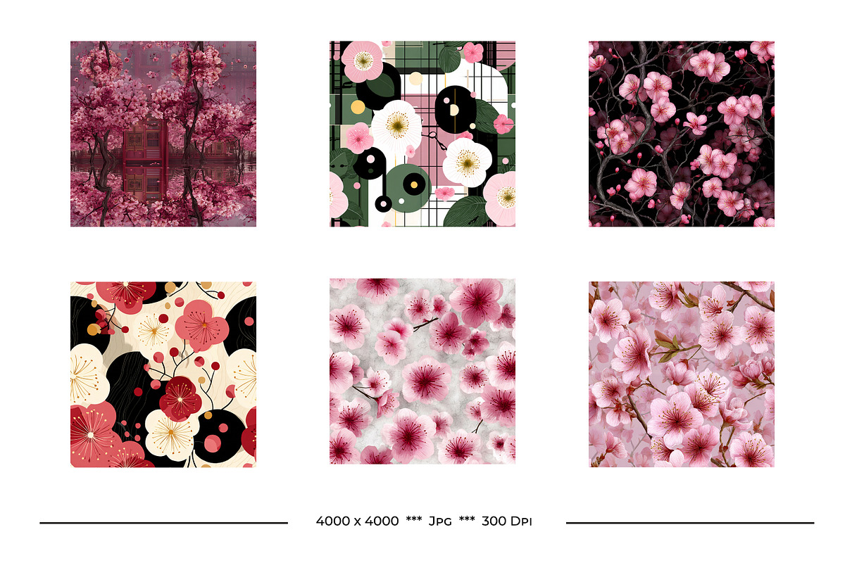 Cherry Blossom Retro Art Patterns, a Pattern Graphic by karenfoleyphoto (Photo 12 of 17)