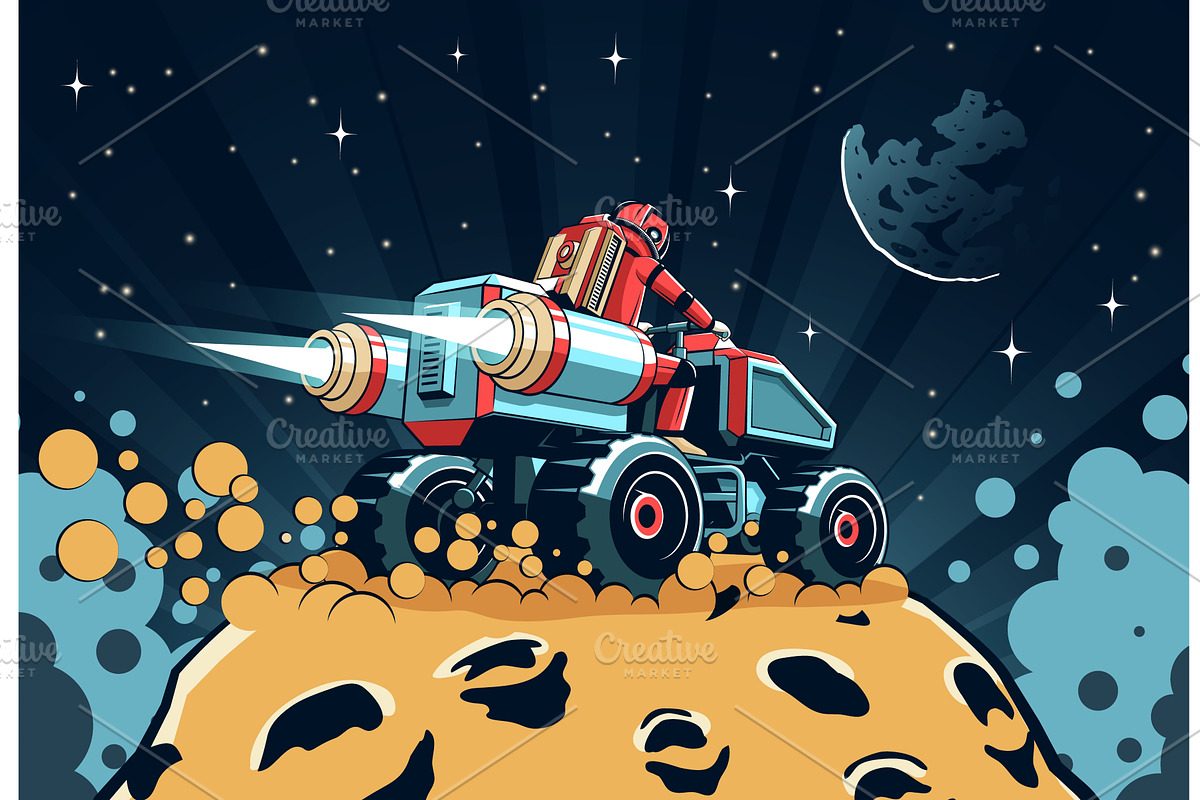 Astronaut journeys across an alien, an Illustration by Agor2012 shop