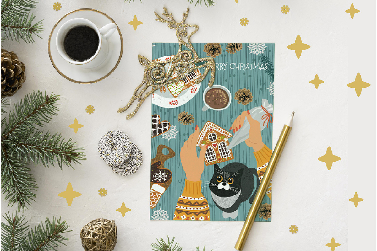 Funny Christmas cards templates, a Card Template by KupalinaArt (Photo 2 of 5)
