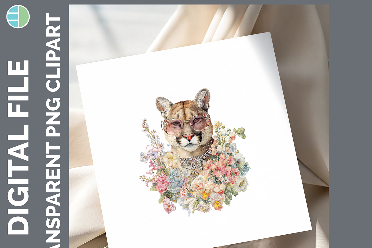 Boho Glam Wildcat Clipart, 22 PNG, an Animal Illustration by Enliven Designs (Photo 8 of 8)