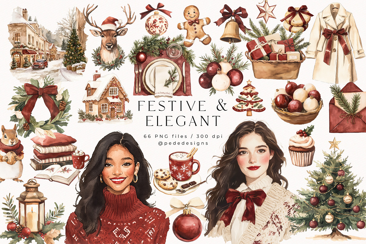 Elegant & Festive Collection, a Seasonal Illustration by PeDe Designs (Photo 2 of 31)