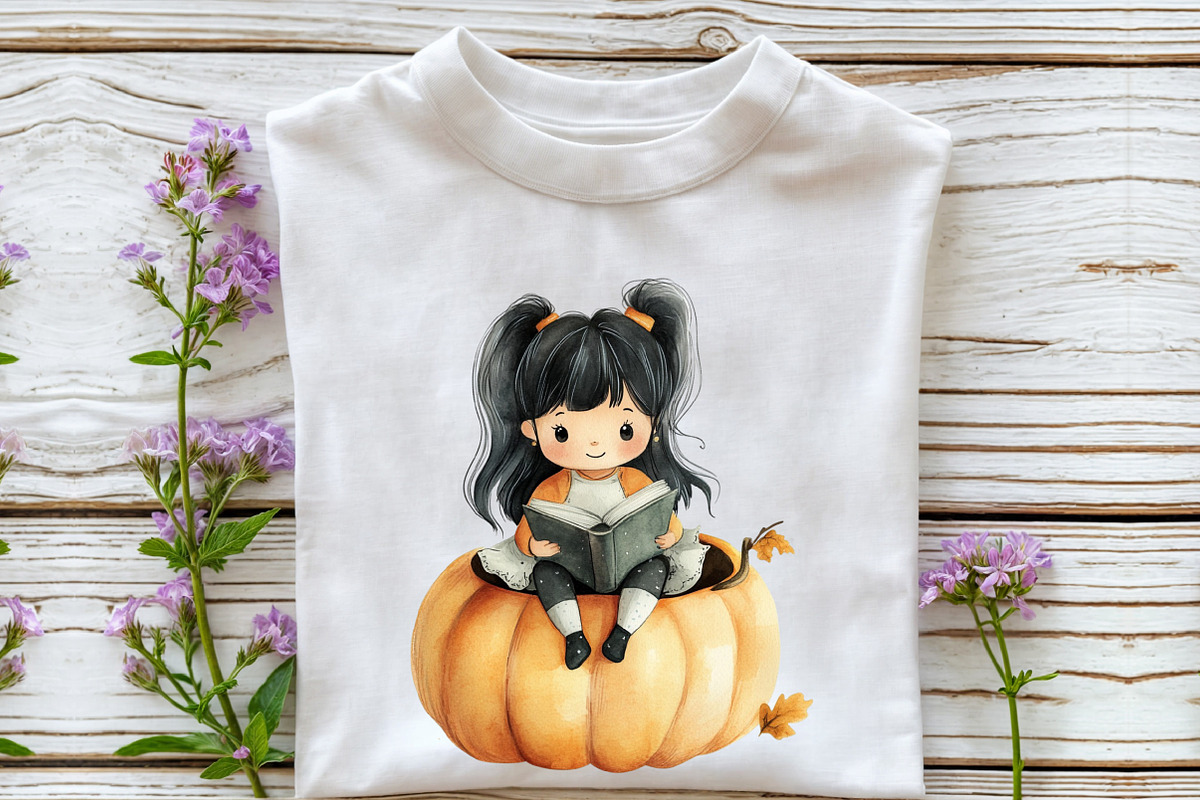 Whimsical Fall Black Hair Girl Clipa, a Seasonal Illustration by Rose Art (Photo 4 of 7)