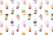 Bubble tea set + ad backgrounds, a Food Illustration by PaperTrident (Thumbnail 10 of 11)
