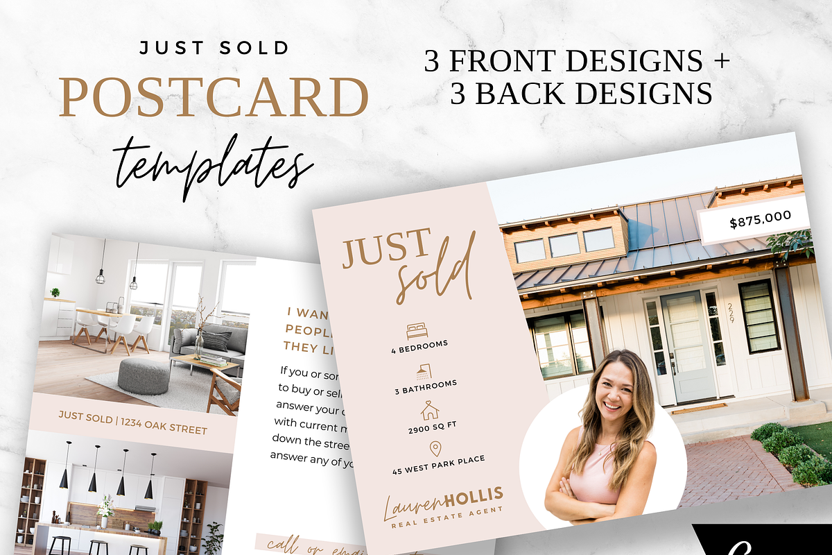 Just Sold Real Estate Postcard Canva, a Marketing Template by Ciera Design Templates (Photo 2 of 7)